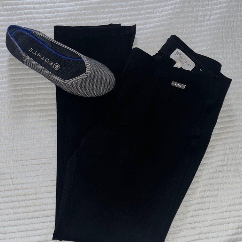Rafaella Comfort Black Knit Slacks Split Ankle Pull On Waist Stretch Like New M